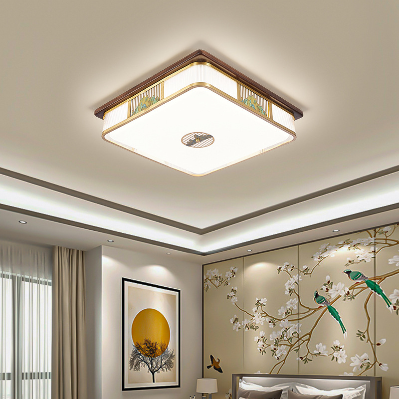 National trend solid wood ceiling lamps, living room lamps, full-house bedroom and dining room, grand Chinese-style villa lamps, Zen Chinese style Application Scenario