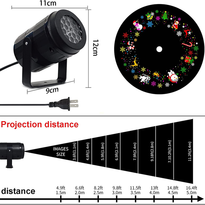 Cross-Border New Led Christmas Projection Light 16 Pattern Hd Projector Atmosphere Light Festival Light Home Stage Light Item Picture