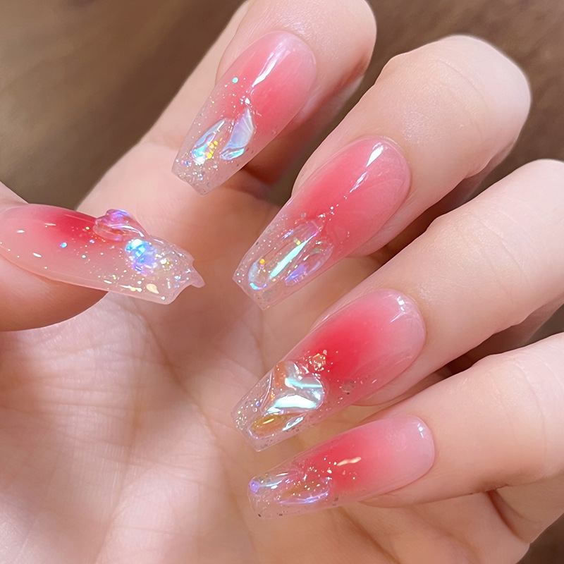 Warm Fairy Flash Aurora Drill Blush Nail Sweet Cool Spice Hand Wear A Net Red Pure To Show White Light Therapy Nail Specification drawing