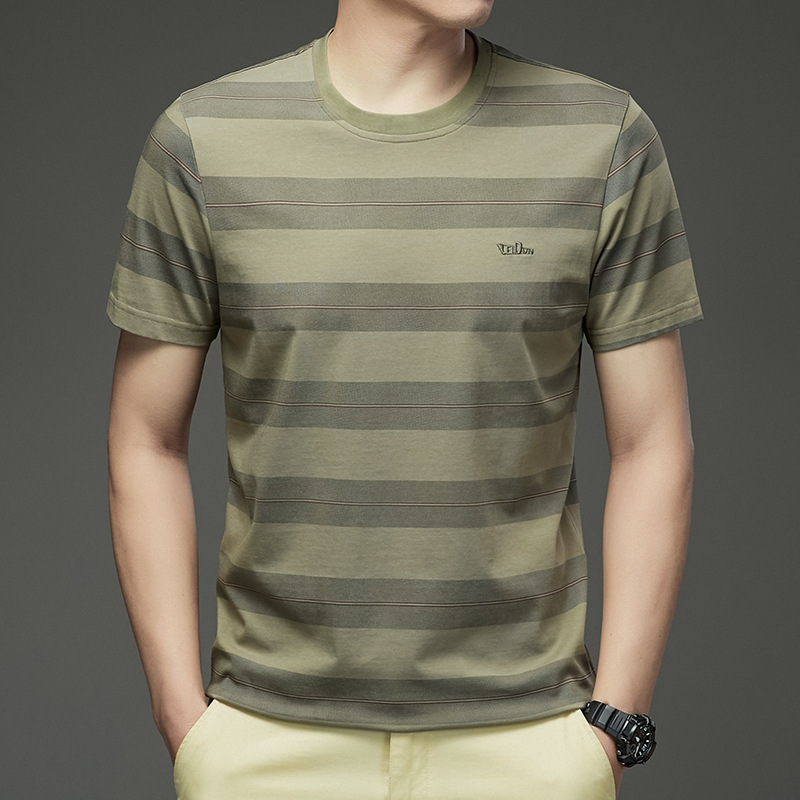 New high-end men's short-sleeved T-shirt, mercerized cotton Korean-style trendy T-shirt, round-neck casual men's half-sleeved T-shirt