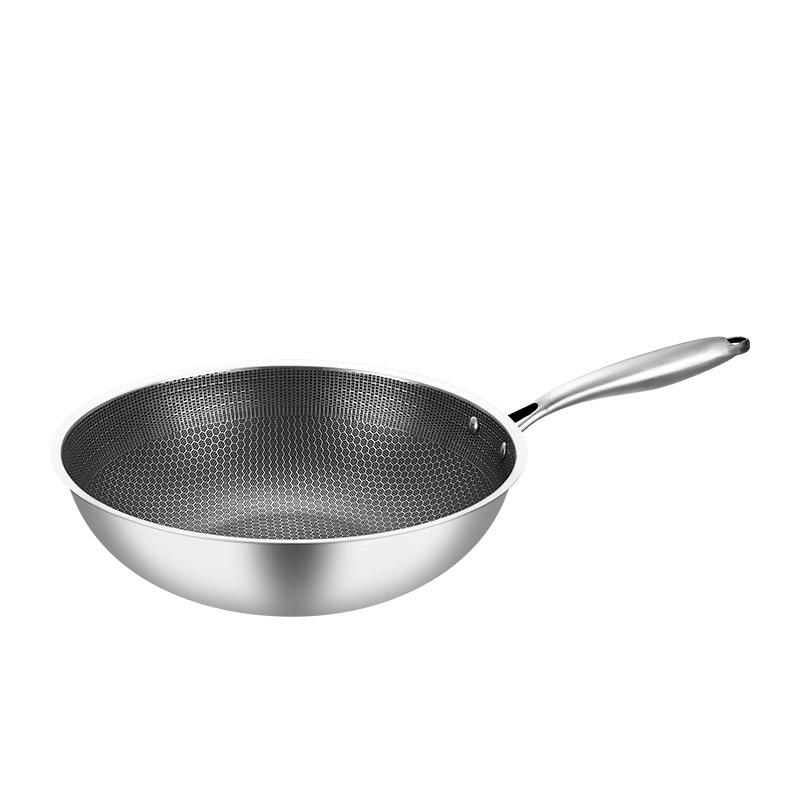 Stainless steel wok induction cooker, universal, uncoated, non-stick, full-screen honeycomb stainless steel wok, gift cookware Application Scenario
