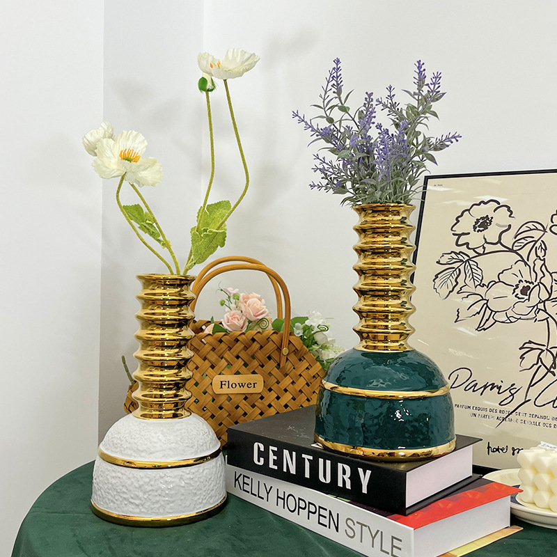 Ceramic dried flower vases, Nordic simulation flowers, creative home decoration items for the living room, ceramic flower vases wholesale
