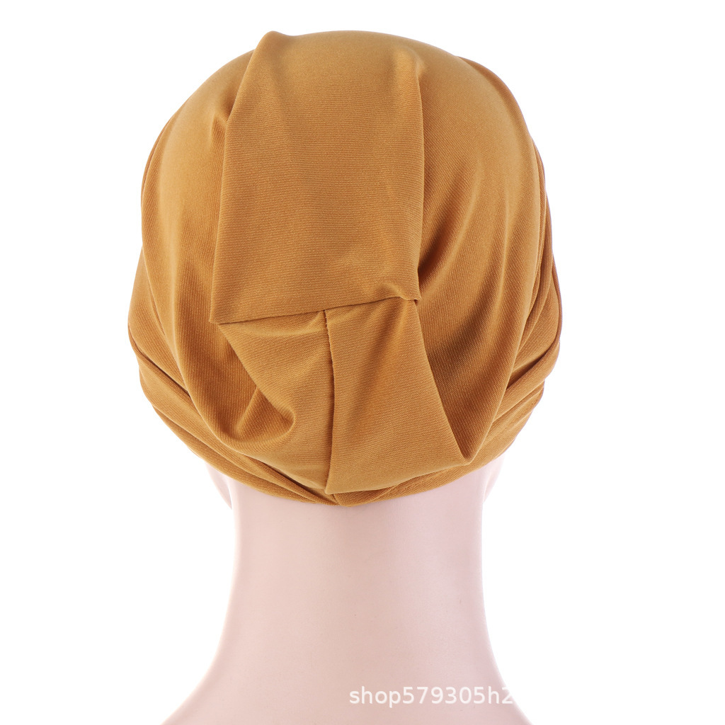 Aliexpress's new crystal linen discounted pile hat, solid color headscarf hat, European and American base headscarf hat, factory direct sales Item Picture