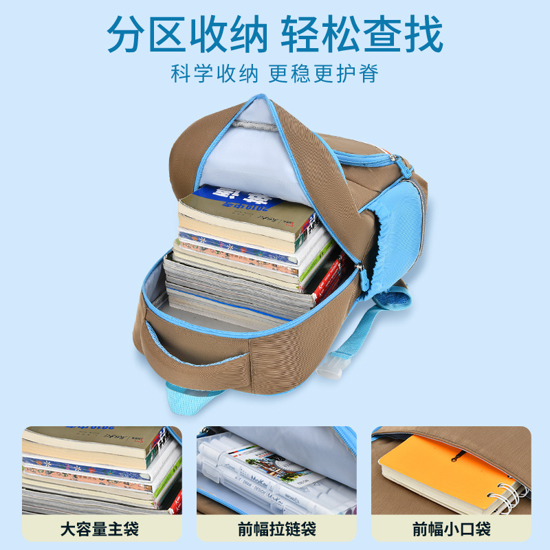2023 New Children's schoolbag for primary school students from grades 1 to 6, with large capacity for boys and girls to support the spine and reduce the burden Item Picture