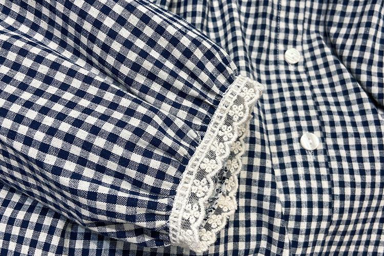 Wholesale of sweet round-neck lace checkered long-sleeved shirts and girls' baby shirts with a fresh Japanese style in the autumn of 2022 Application Scenario