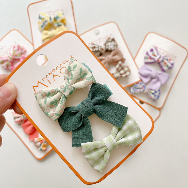 Children's Embroidery Fabric Bow Hair Clip Korean Baby Hair Clip Little Girl Headwear Side Bangs Broken Hair Clip Item Picture