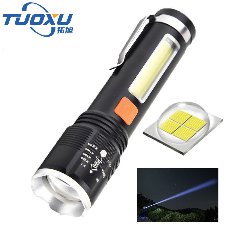P50 lamp bead charging, telescopic zoom, outdoor night riding red light, strong light led flashlight, COB side light, emergency lighting