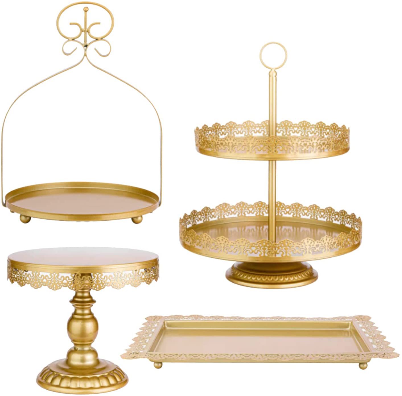 American Set Metal Cupcake Stand Cookie Display Plate Serving Tray Tray With Handle Wedding Birthday Party full figure