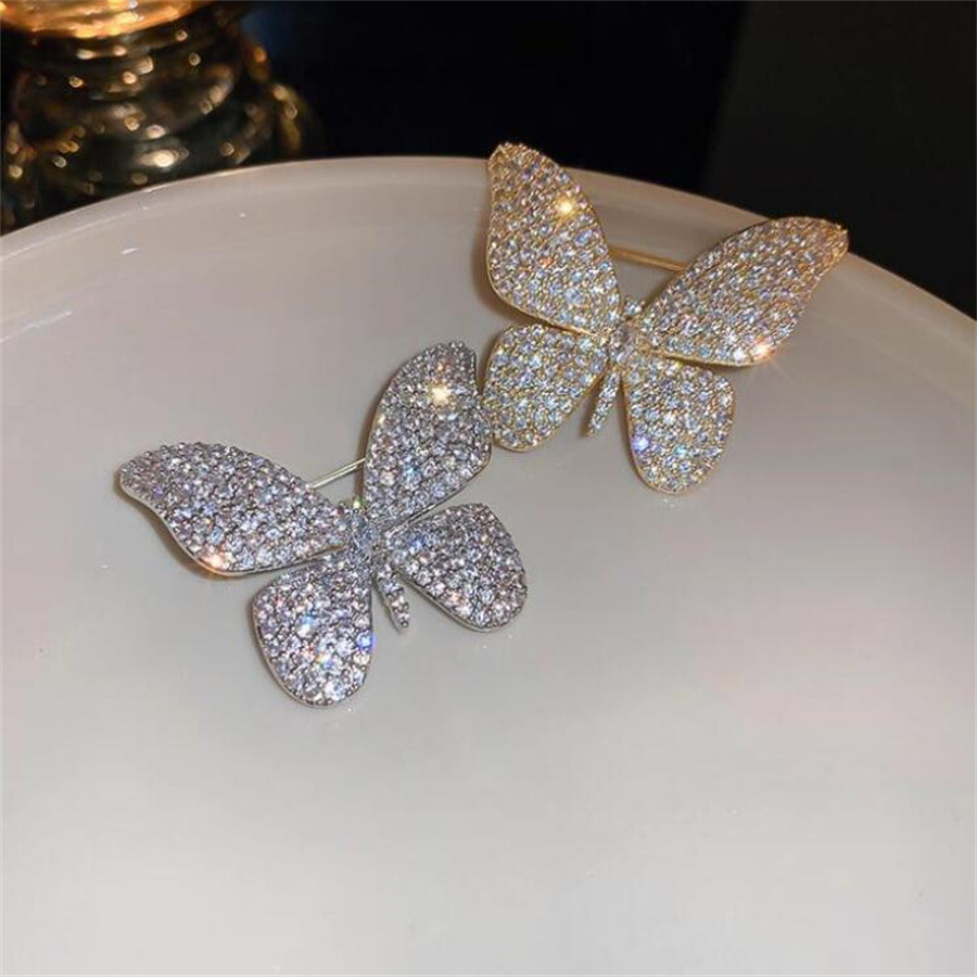 Cross Border New Cute Diamond-Encrusted Butterfly Brooch Insect Dress Accessories Pin Autumn/Winter Sweater Suit Jacket Accessories