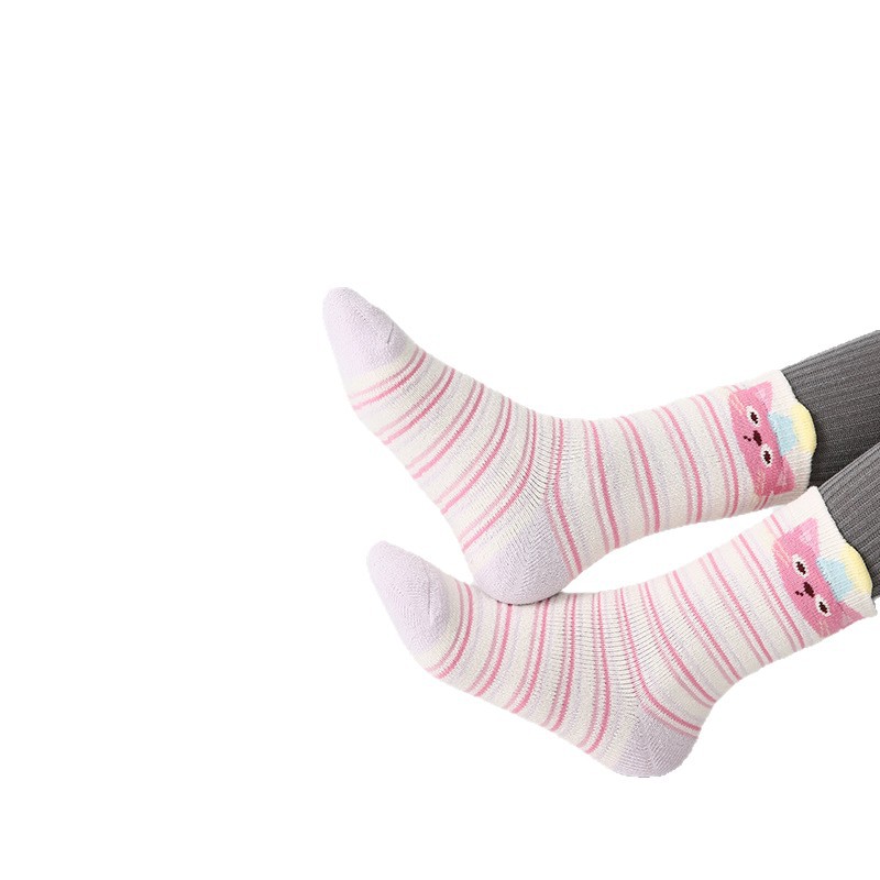 Wholesale of thickened children's socks for autumn and winter, new pink and cute cat and rabbit fur hoop socks, cotton socks, warm girls' socks for one-piece delivery from sock stalls Item Picture