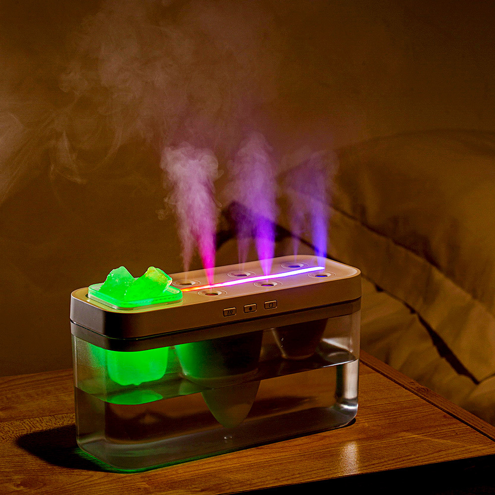 Six-hole humidifier, creative and colorful sound pickup, dynamic glacier salt stone aroma diffuser