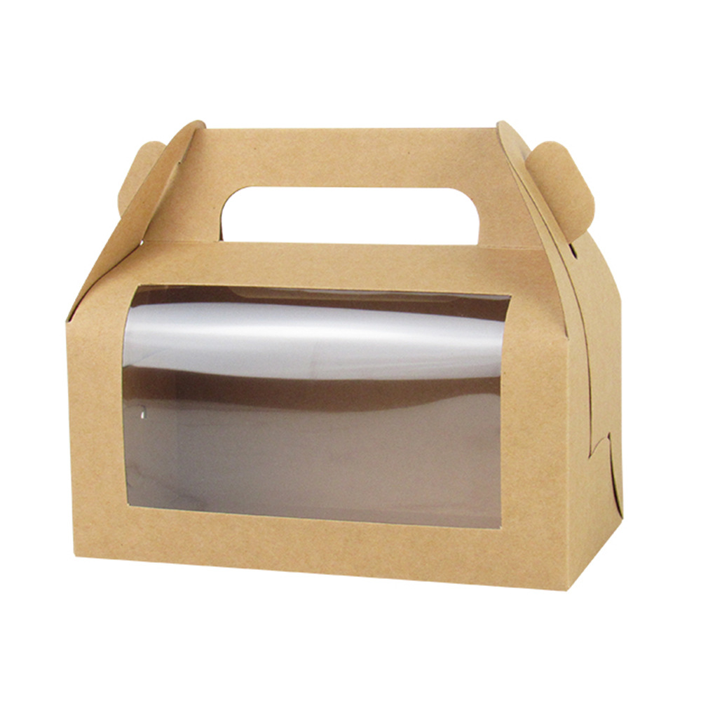 手提毛巾蛋糕卷包装盒透明开窗盒 白卡PVC面包烘焙食品甜品打包盒详情图3