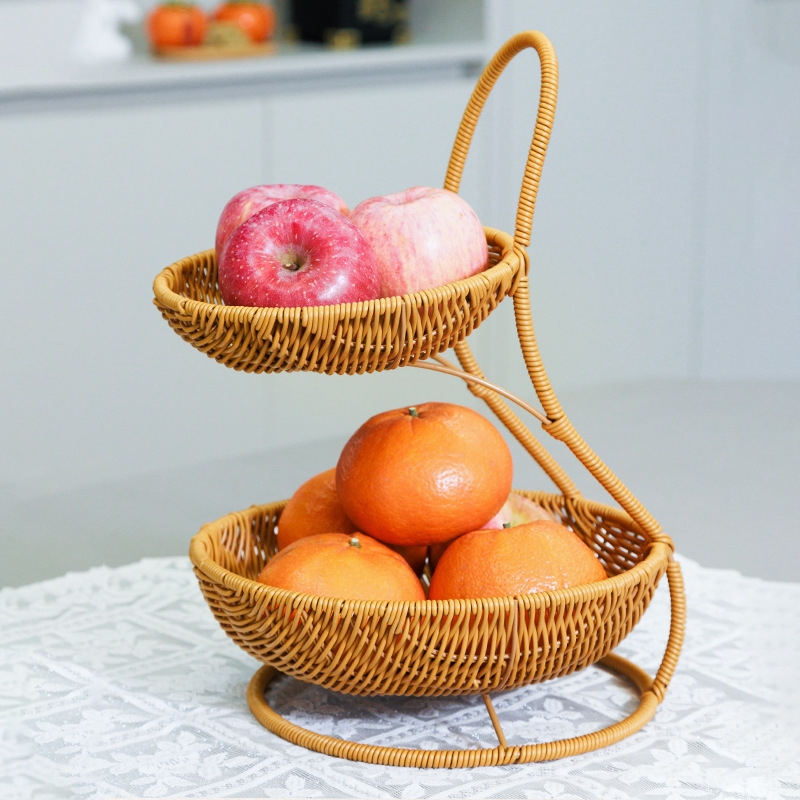 Rattan Woven Storage Basket Multi-Layer Snack Fruit Tray Stand Picnic Basket Home Restaurant Snack Cake Fruit Basket Application Scenario