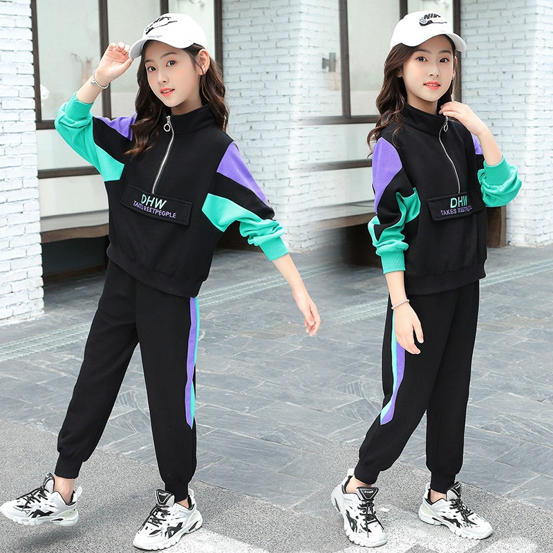 韩版女童春装运动2022新款洋气时髦网红童装女孩中大童卫衣两件套详情图4