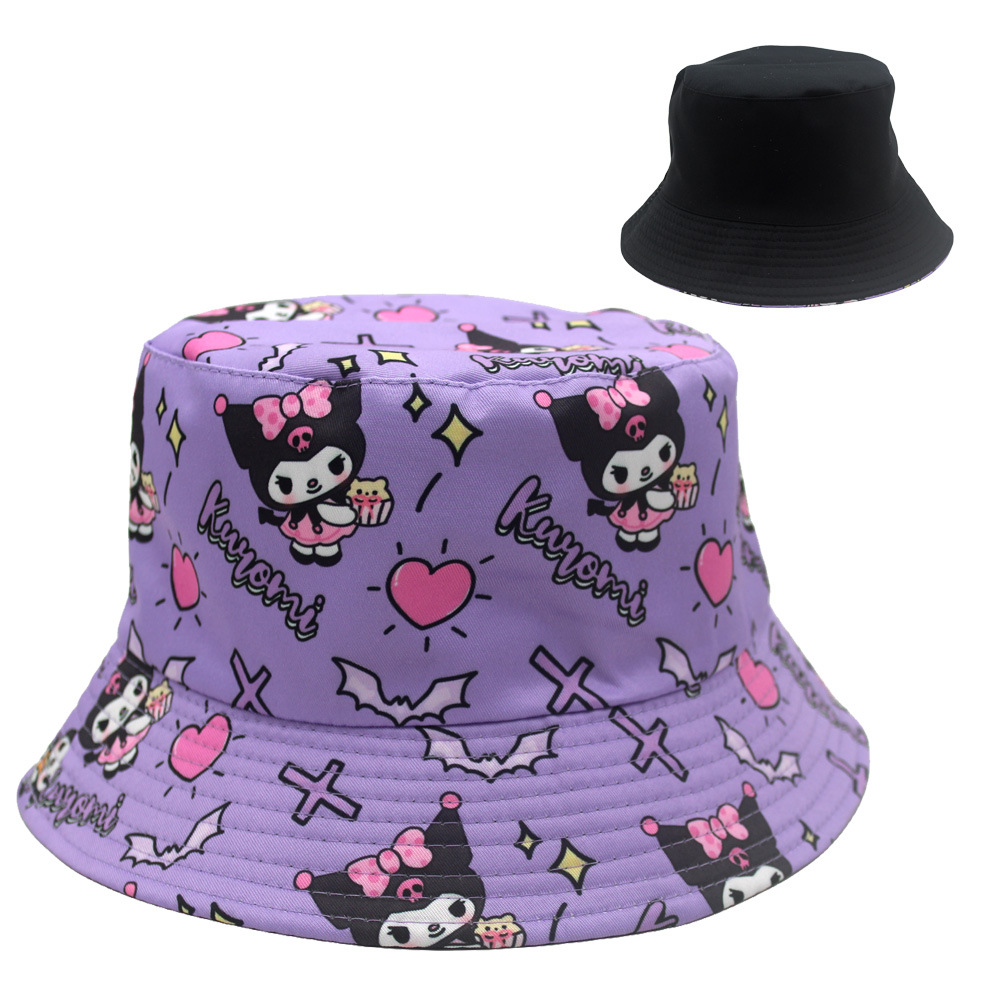 Kulomi Printed Fisherman Hat Cartoon Animation Sanrio Double-Sided Wear Visor Hats For Men And Women Outdoor Casual Basin Hats