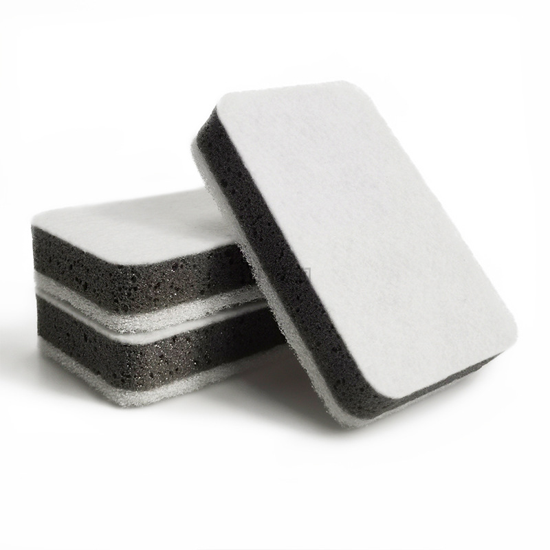 Foreign supermarket's same style dishwashing sponges, grayish-white double-sided cleaning cloths, magic scrubbing sponges, kitchen cleaning sponges, scouring pads Item Picture