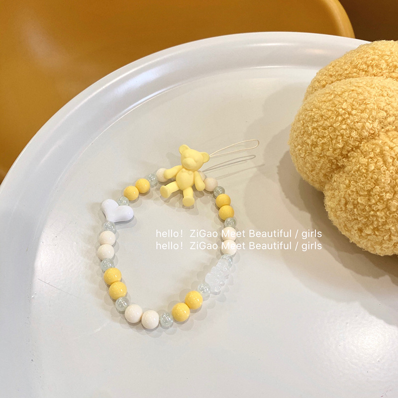 Bear Love Beaded Small Fresh Phone Case Lappel Cute Bear Diy Mobile Phone Pendant Beaded Spot Wholesale details Picture