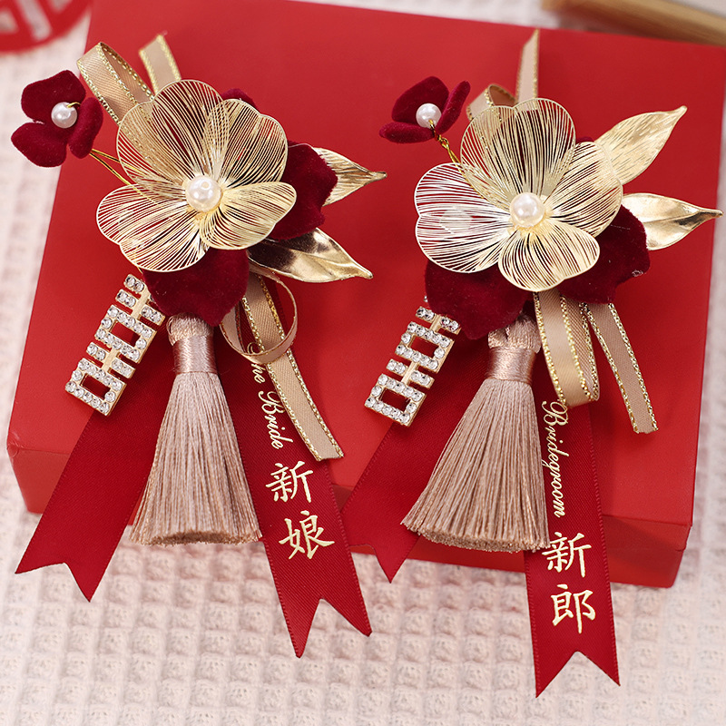 婚礼胸花实物图