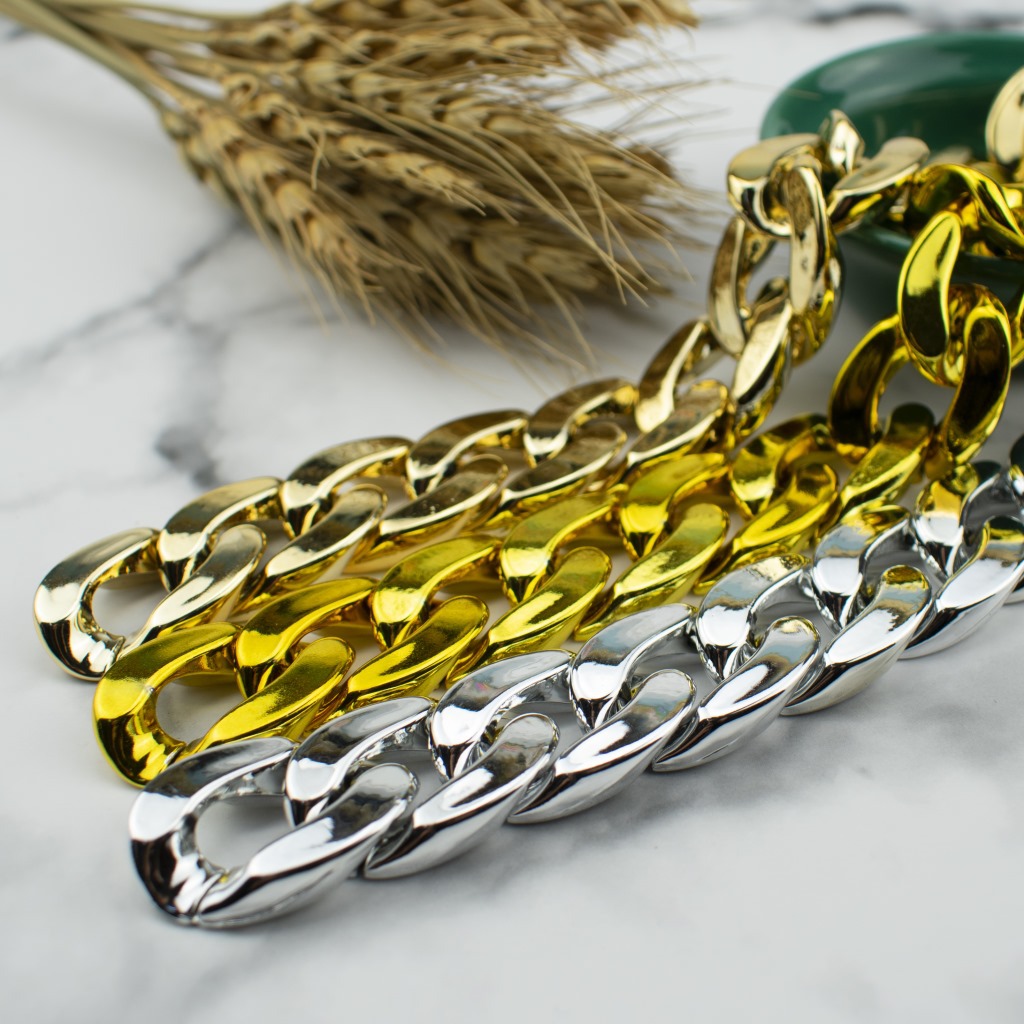ABS acrylic plastic UV electroplated gold 21*30 chain, chain link, buckle, opening ring for jewelry and luggage accessories Specification image