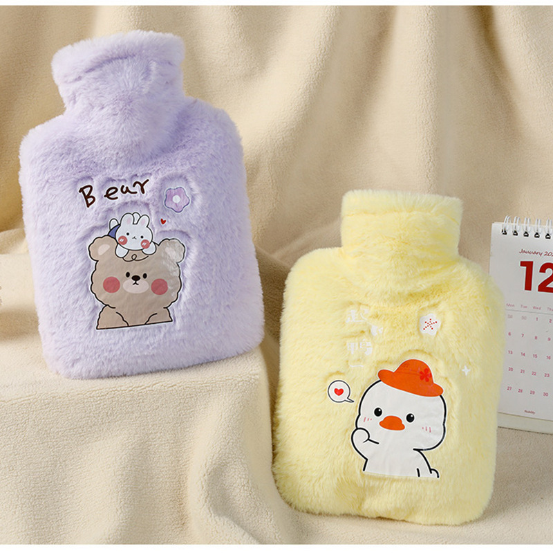 Soft rabbit fur hot water bag filled with water hand warmer Item Picture