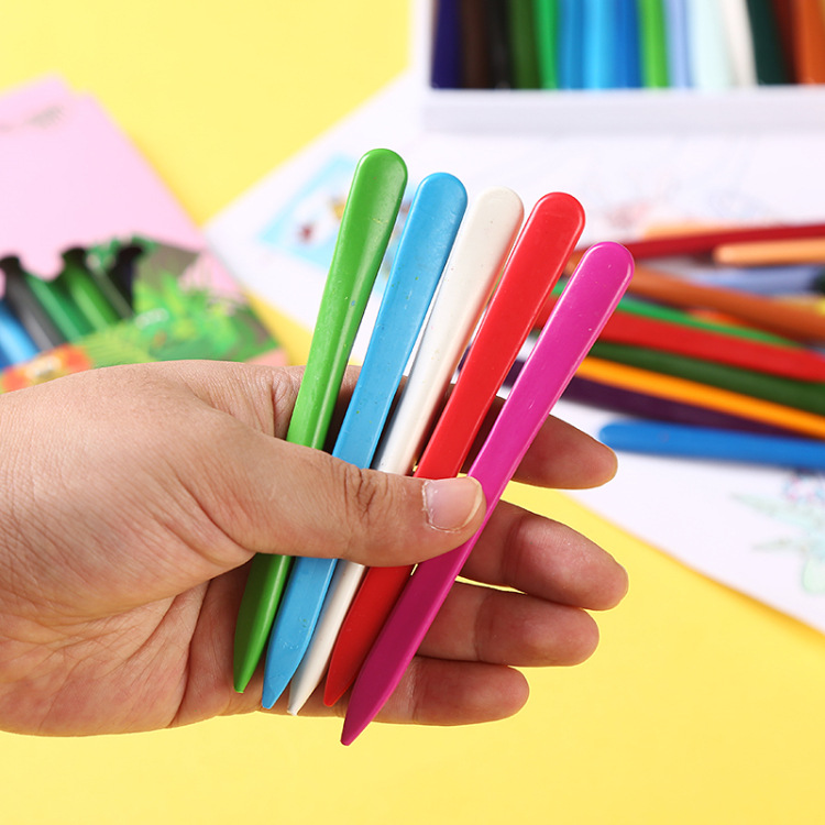 厂家直批儿童三角塑料蜡笔可水洗涂色画画笔美术绘画涂鸦彩色笔详情图4