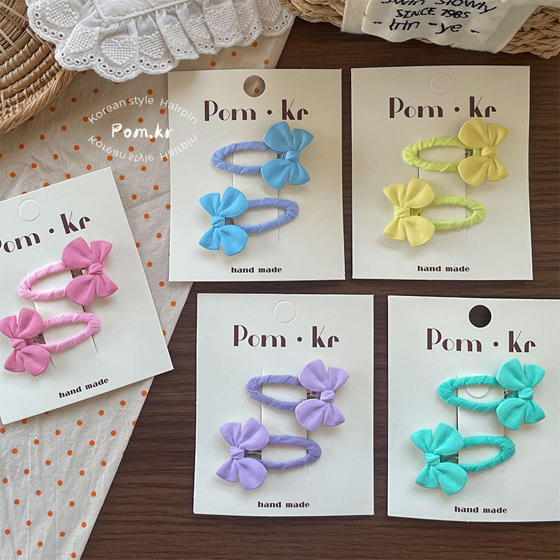 New Korean-style sweet bow hair clips for girls, side bangs clips with broken hair, fabric matching and bye-bye hair accessories for girls Specification image