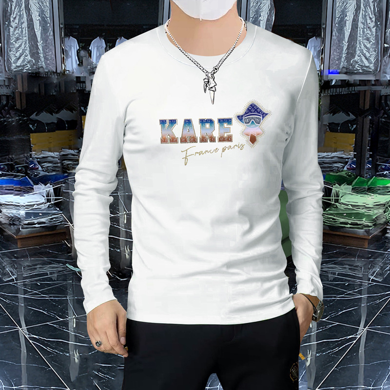 The new autumn men's long-sleeved round-neck T-shirt is a light luxury trendy casual men's top. It is a base layer and a comfortable pullover Specification image