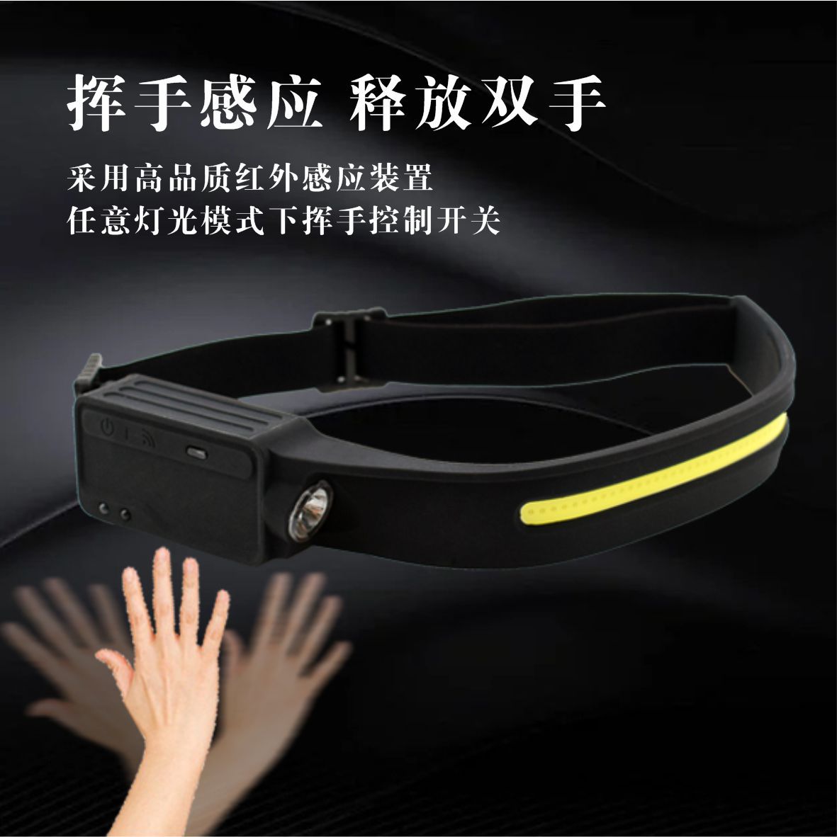 Cross-border outdoor headlamps, LED strong headlamps, waving smart sensor headlamps, new USB charging night running fishing lamps Application Scenario