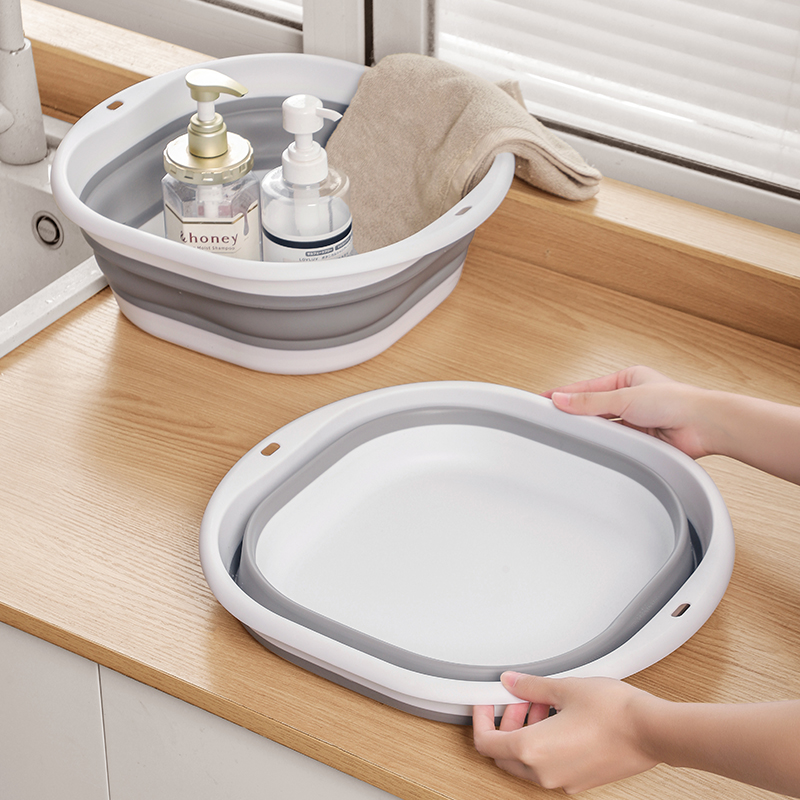 Portable silicone collapsible wash basin foot basin Wash basin Student dormitory plastic foot basin multi-purpose basin 0846-0926 details Picture