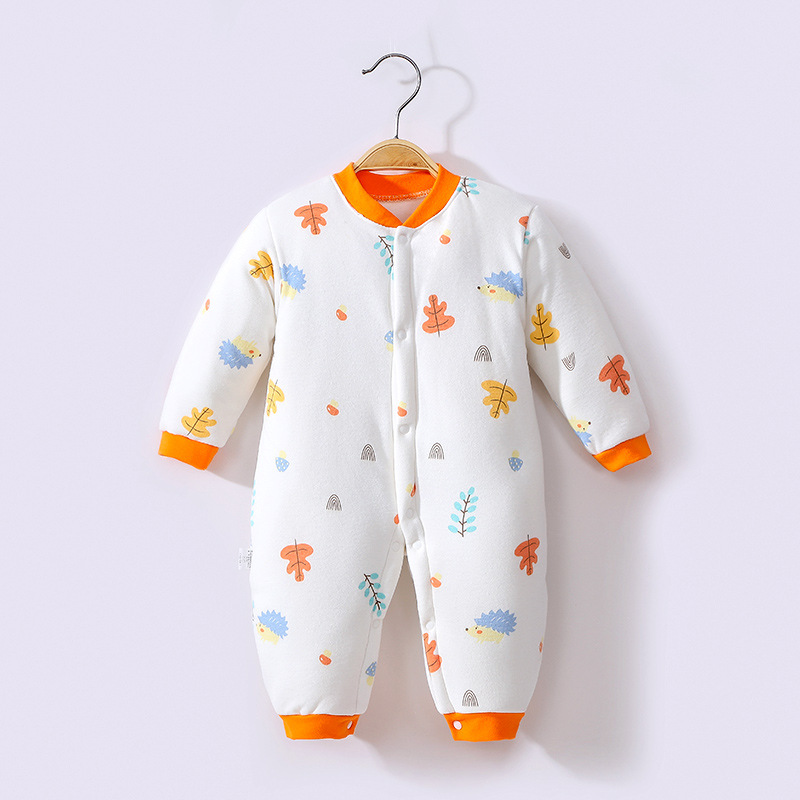 Baby thin cotton one-piece suit for autumn and winter, baby warm for going out, autumn clothes for newborns, winter clothes for harps, crawling clothes, pajamas Item Picture