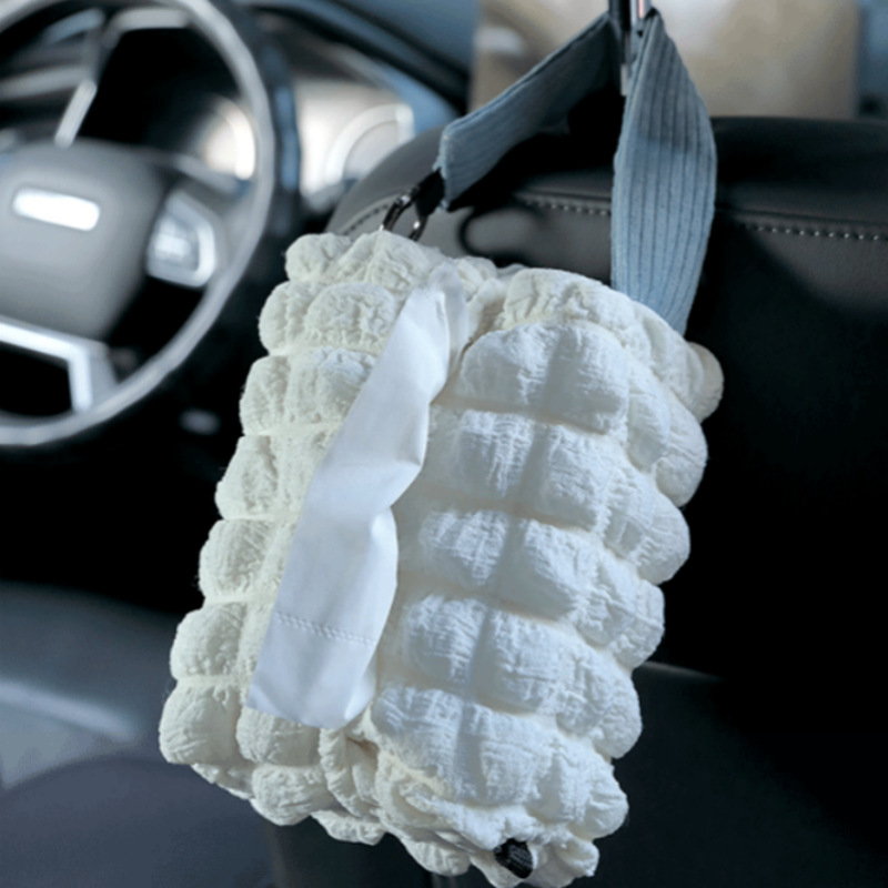 汽车后座收纳袋汽车纸巾架悬挂餐巾架布艺纸巾盒纸巾袋汽车抽纸盒细节图