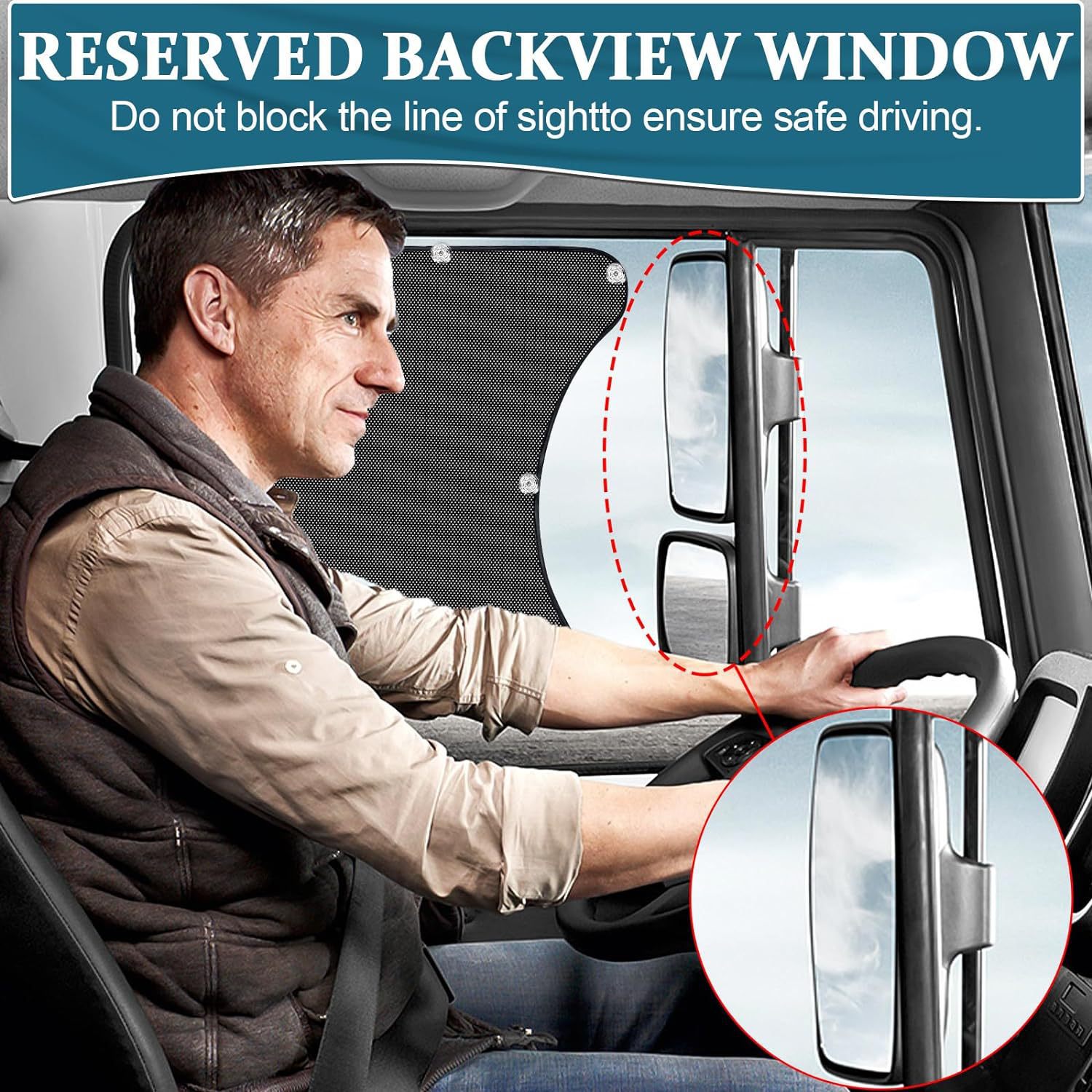Cross border general purpose truck sunshade RV anti-glare anti-UV protective cover with suction cup side window sunshade Specification drawing