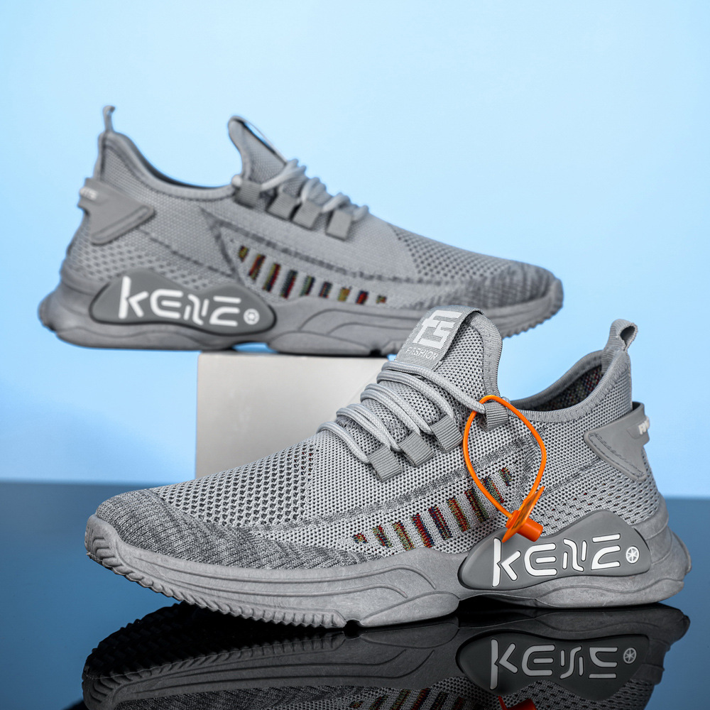 Large Size Men's Shoes Cross-Border Foreign Trade 2022 Winter New Men's Shoes Flying Woven Breathable Men's Sports Shoes Running Soft Soles Specification drawing