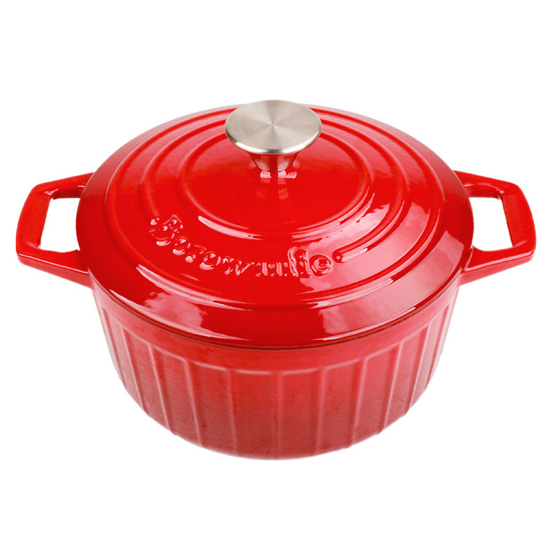 Gift Wholesale Cast Iron Enamel Pot Braunfield Two Ear Enamel Non-Stick Soup Pot Uncoated Micro Pressure Braised Enamel Pot Item Picture
