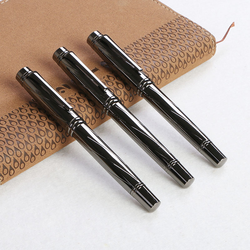 Wholesale of stationery pens in stock, metal engraved fountain pens, electroplated guns, gray, heavy and stylish gift pens