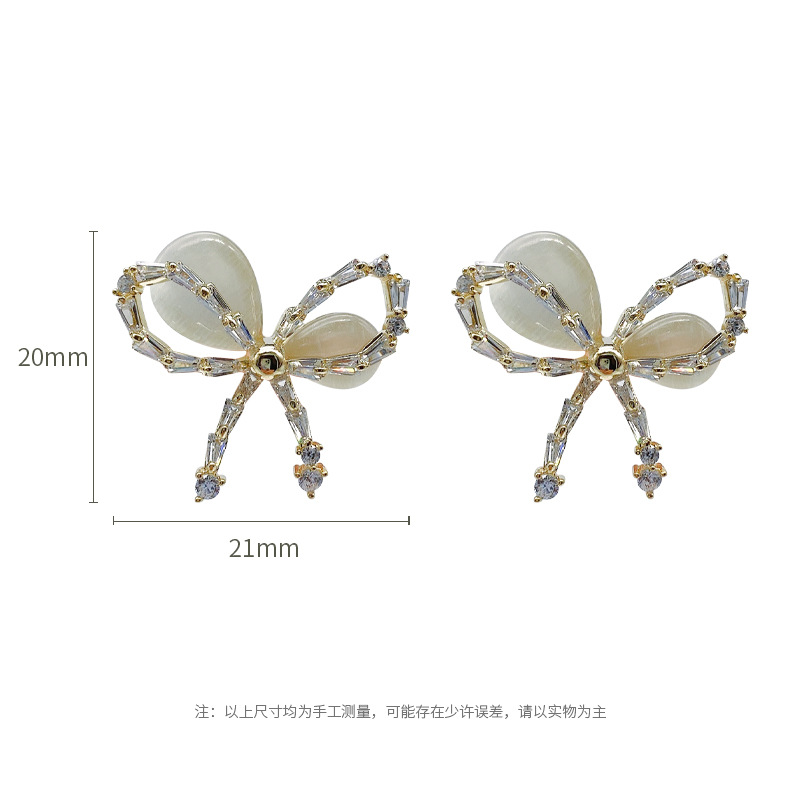 Obi new bow S925 silver needle opal senior earrings wholesale fashion women's earrings independent packaging Item Picture