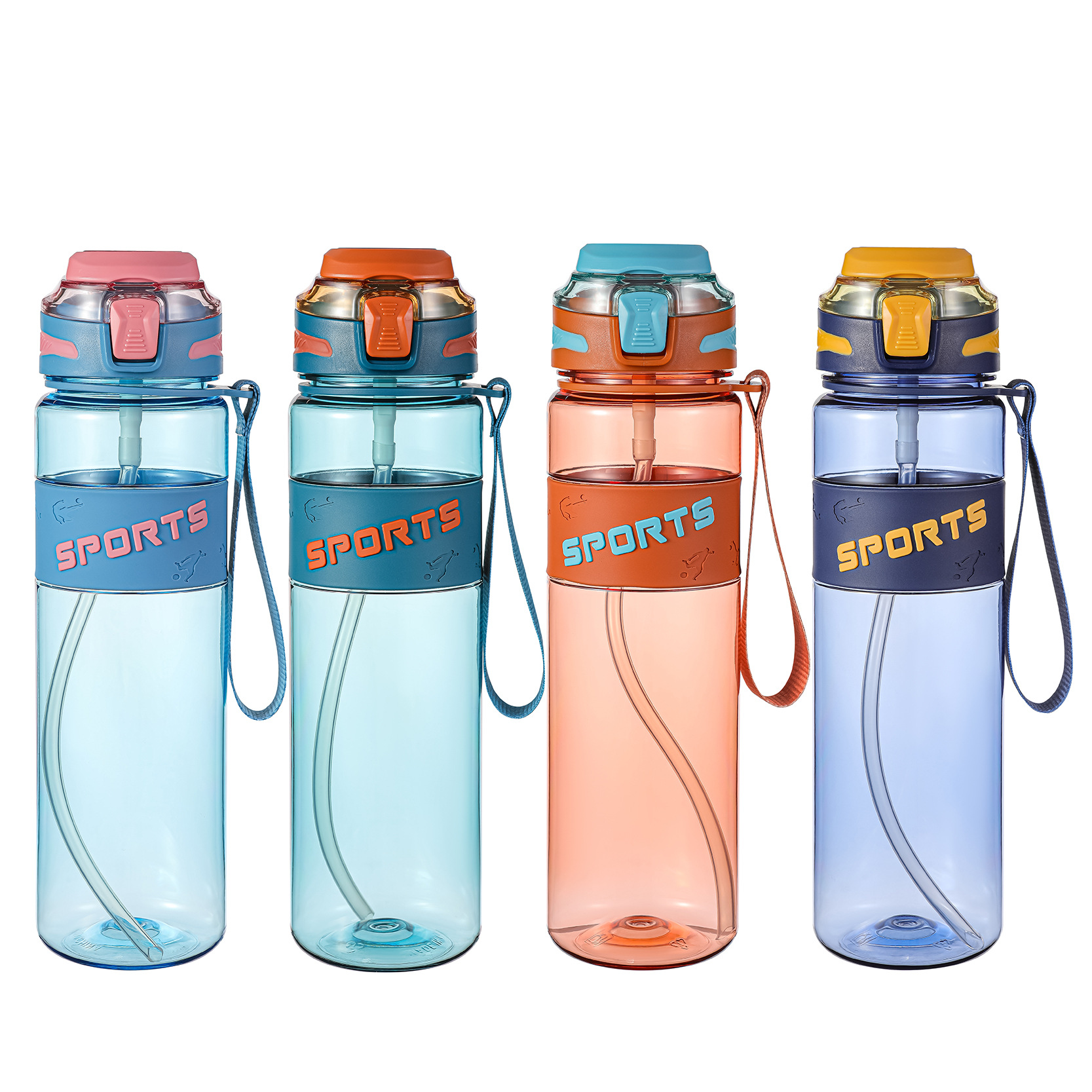 Plastic cup water bottle with straw High temperature resistant tritan kettle Fitness large capacity sports water cup Item Picture