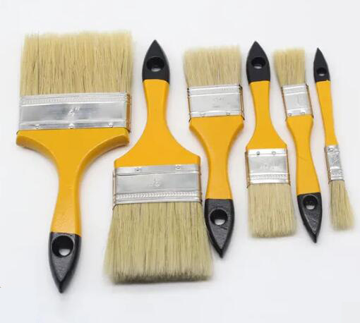 Long Hair Plastic Wire Paint Brush Thickened Wood Handle Paint Brush details Picture