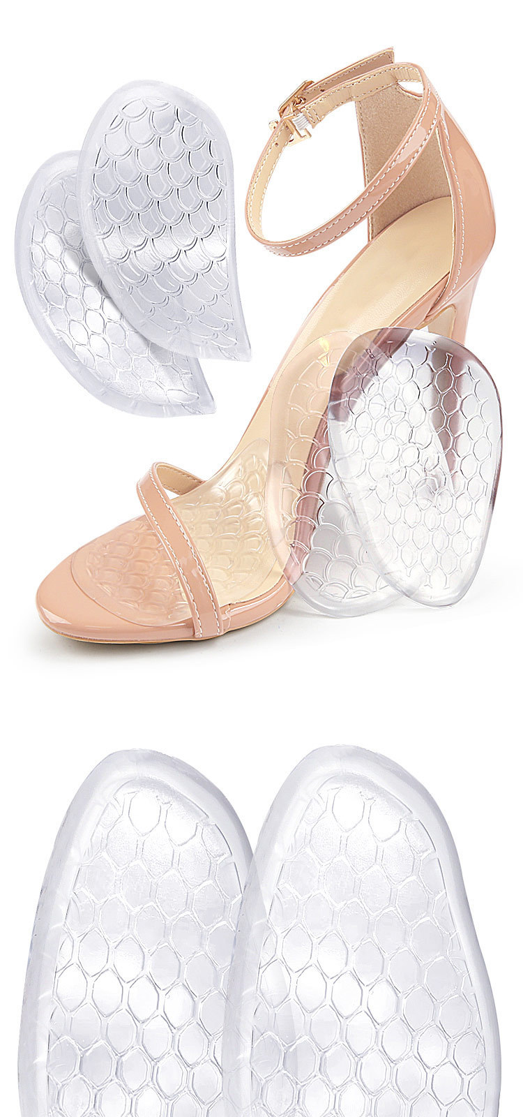 GEL fishnet pattern forefoot pad for high heels, anti-friction and anti-slip, half-size pad for the front, soft shock-absorbing forefoot anti-slip sticker pic 9
