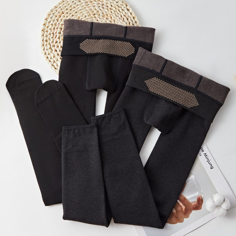 140-155 Short Leggings Autumn And Winter Cotton Pure Black Pantyhose With High And Thick Velvet For Warm Feet details Picture