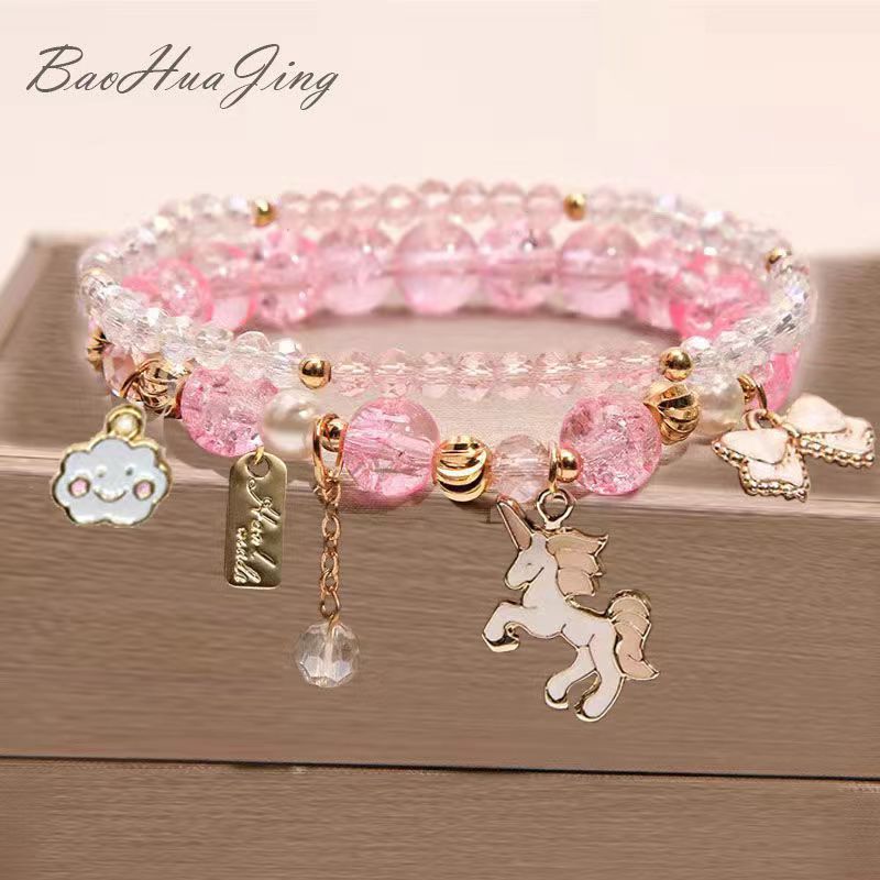 Little girl string bracelet bracelet Children's bracelet beaded crystal girl Cute student bestie girl Fashion princess