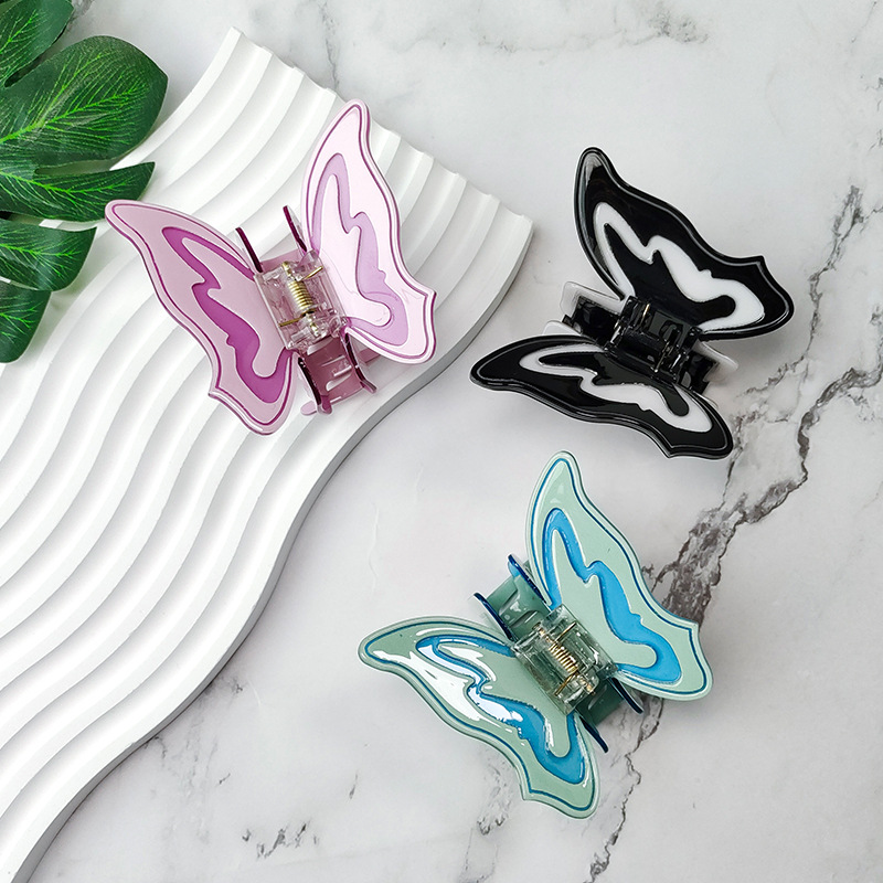 New butterfly PVC gripper, high-quality and cute butterfly hair clip, girl shark clip, fashionable hair accessory factory direct sales details Picture
