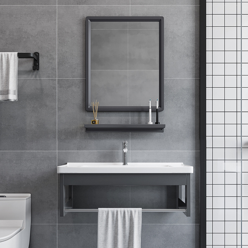 Space aluminum simple stand basin, small-sized washbasin, bathroom washbasin, balcony washbasin, integrated ceramic basin Specification image