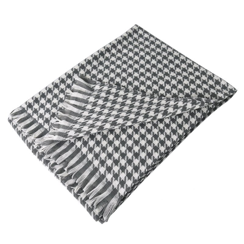 Thousand Bird Lattice Scarf Female Autumn Winter 2023 New Check Scarf Imitation Cashmere Warm Shawl With Fashion Bib Item Picture