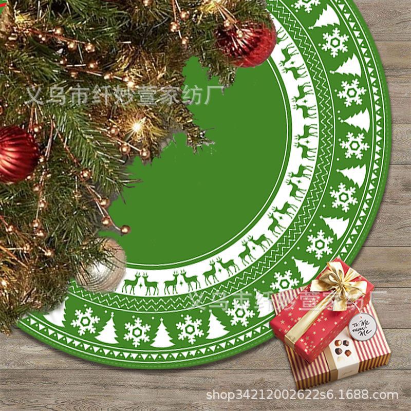 Christmas tree skirt festival Amazon Christmas holiday decorations hot-selling cartoon digital printing props Snowman picture tree skirt Item Picture