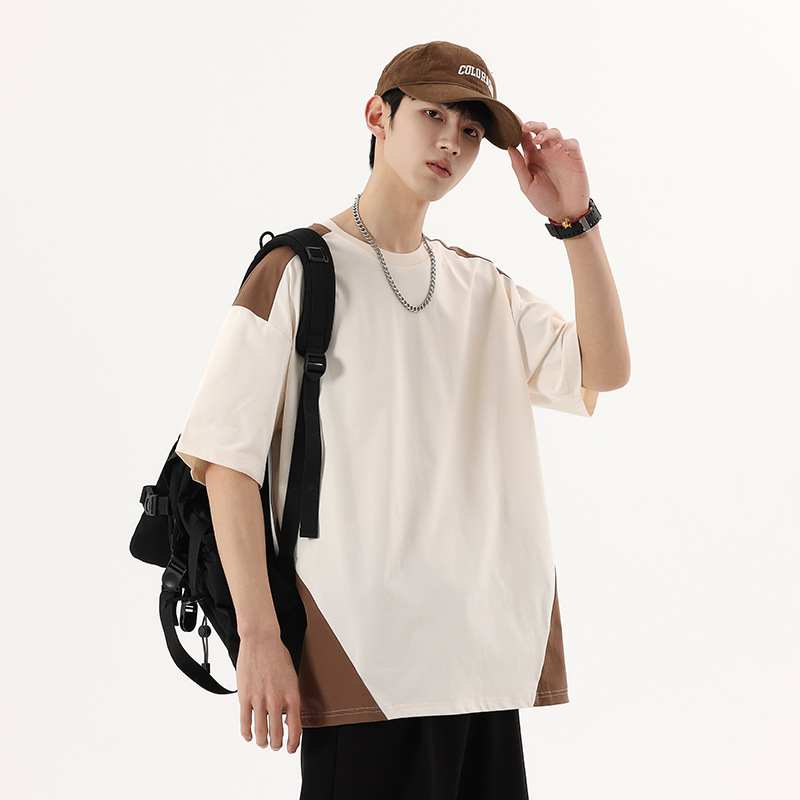 In the summer of 2024, this is a trendy off-the-shoulder short-sleeved T-shirt for men, a loose half-sleeved top for Instagram, and a Japanese-style base layer for teenagers Specification image