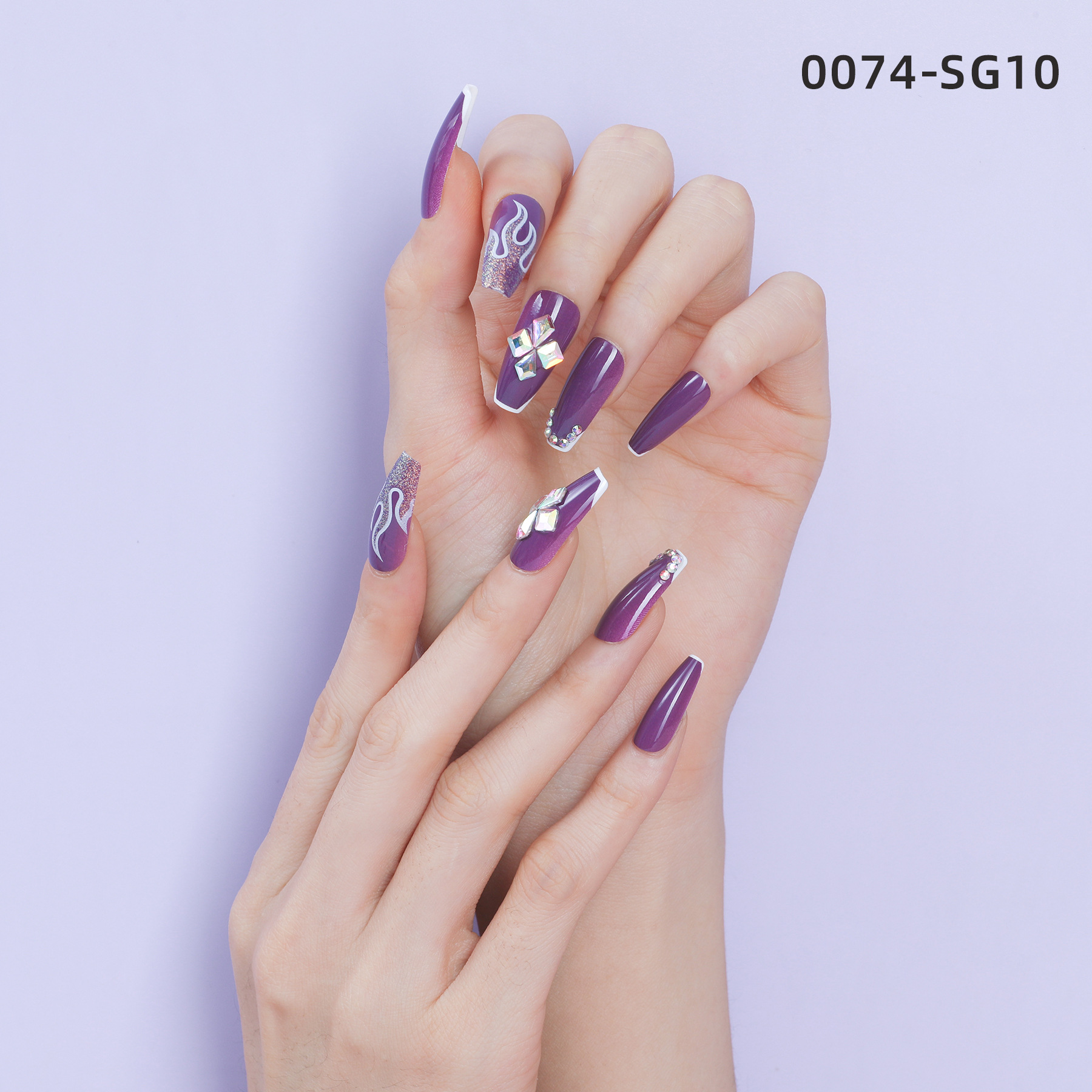 New handcrafted wearable nail, flame nail, finished nail plates, nail patches, 30 pieces, box paper, gift tool bag, in stock for wholesale Specification image