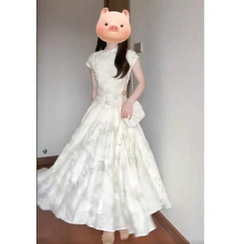 A new Chinese-style cheongsam dress that covers the belly and makes one look slimmer, a high-end and exquisite summer dress for women details Picture