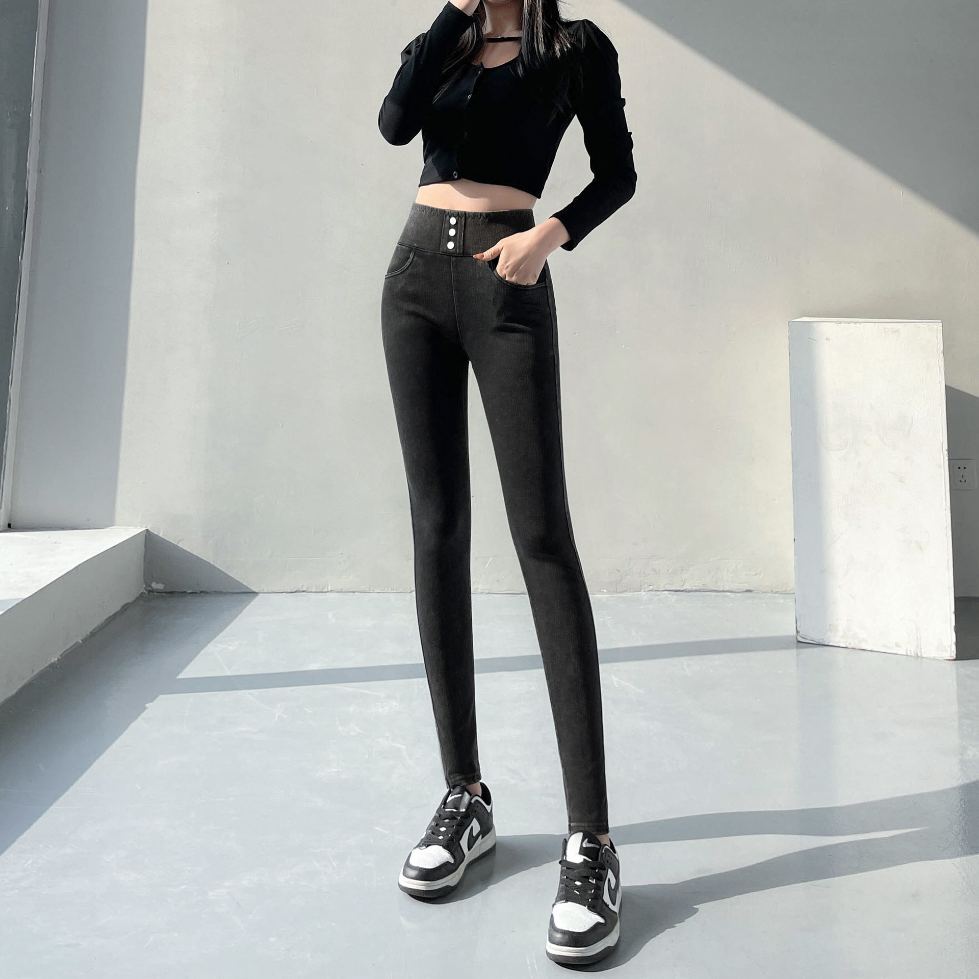 High-waisted Barbie jeans for women to wear as outerwear in 2023, high-elastic yoga skinny pants, spring and autumn fleece-lined leggings Application Scenario