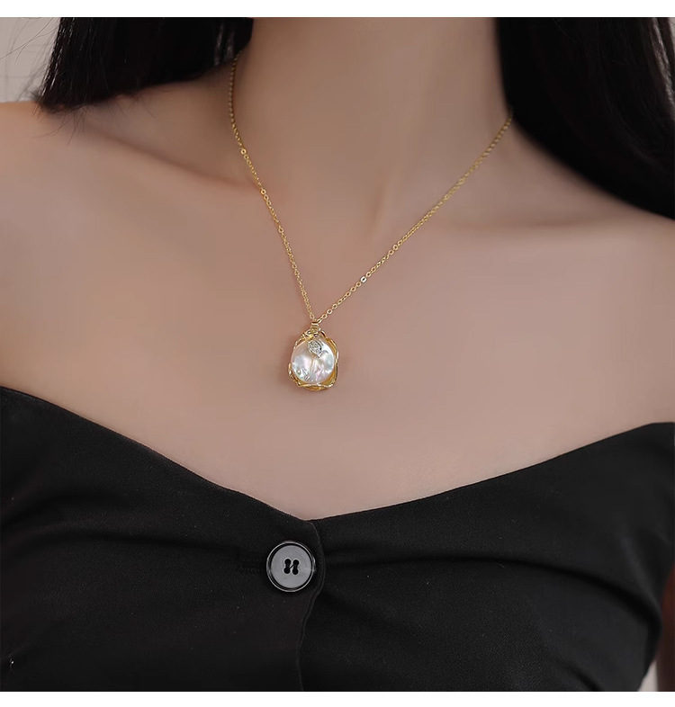 Natural Baroque freshwater pearl necklace, women's light luxury and niche sweater chain, versatile and high-end summer pendant accessory pic 14